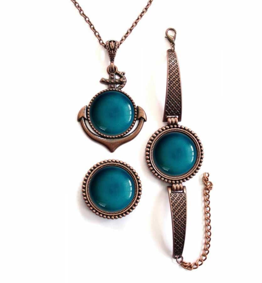 İlbay Çini Takı Kolye Bileklik Yüzük Seti 2457DS351