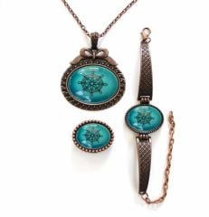 İlbay Çini Takı Kolye Bileklik Yüzük Seti 2436DS723