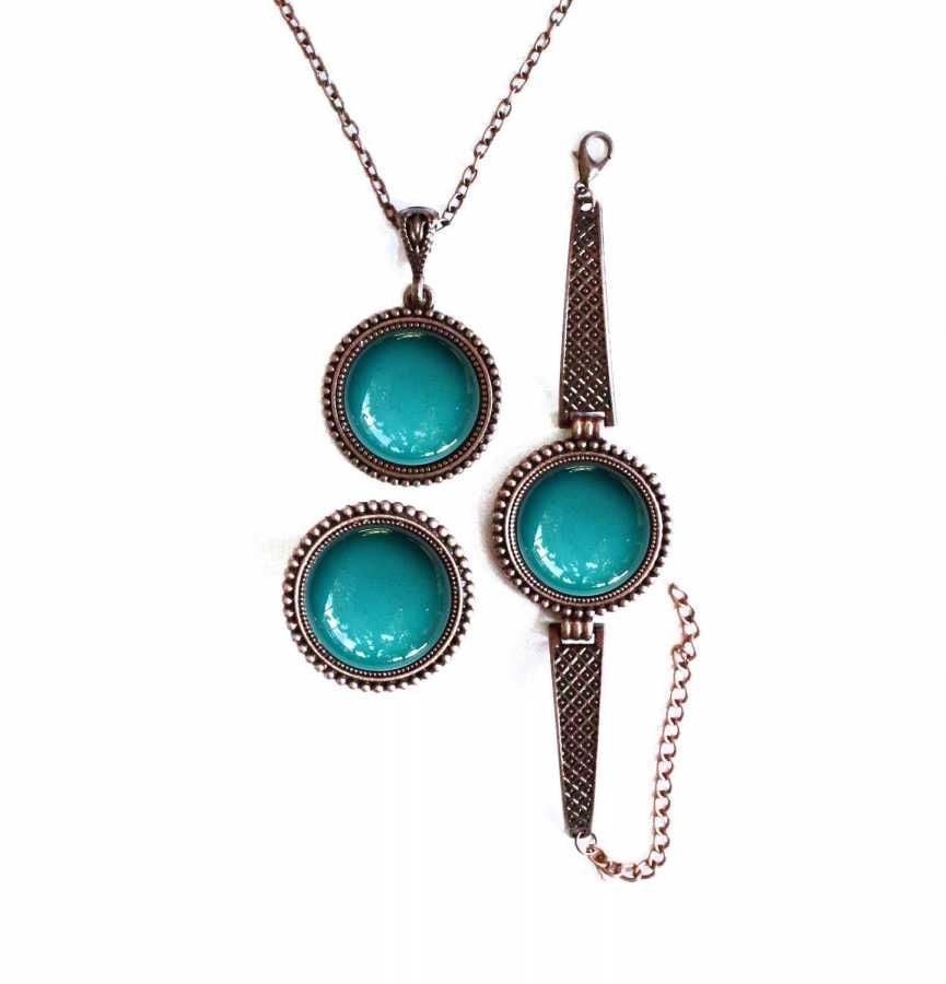 İlbay Çini Takı Kolye Bileklik Yüzük Seti 2453DS351