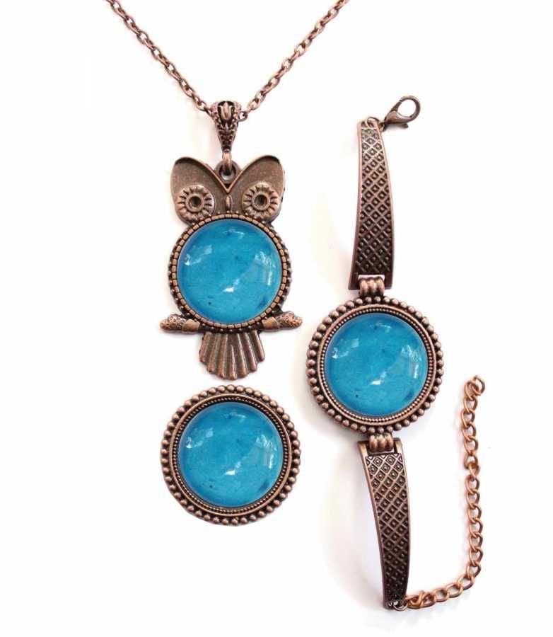 İlbay Çini Takı Kolye Bileklik Yüzük Seti 2454DS355