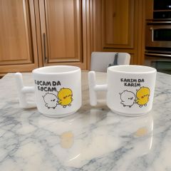 İlbay Seramik T Kulp Kupa Bardak 2 li Karım da Karım Kocam da Kocam