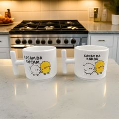İlbay Seramik T Kulp Kupa Bardak 2 li Karım da Karım Kocam da Kocam