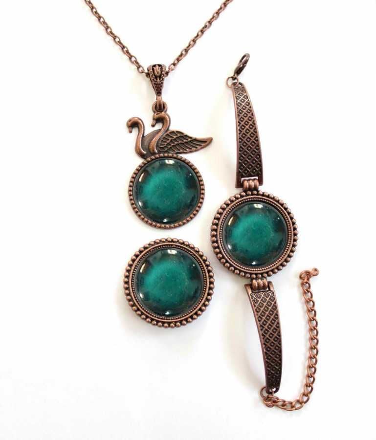 İlbay Çini Takı Kolye Bileklik Yüzük Seti 2456DS361