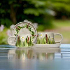 İlbay Seramik Kupa Bardak Klasik Beyaz Papatya