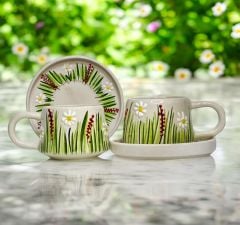 İlbay Seramik Kupa Bardak Klasik Beyaz Papatya