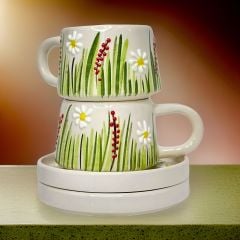 İlbay Seramik Kupa Bardak Klasik Beyaz Papatya