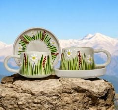 İlbay Seramik Kupa Bardak Klasik Beyaz Papatya