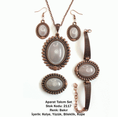 Kolye Bileklik Yüzük Küpe Aparat Takım Set 2117 Bakır Kaplama