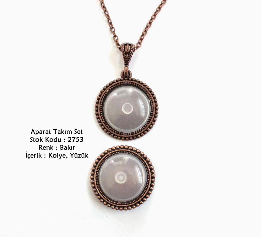 Kolye Yüzük Aparat Takım Set 2753 Bakır Kaplama
