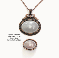 Kolye Yüzük Aparat Takım Set 2736 Bakır Kaplama