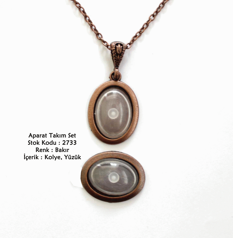 Kolye Yüzük Aparat Takım Set 2733 Bakır Kaplama