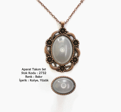 Kolye Yüzük Aparat Takım Set 2732 Bakır Kaplama