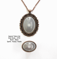 Kolye Yüzük Aparat Takım Set 2731 Bakır Kaplama