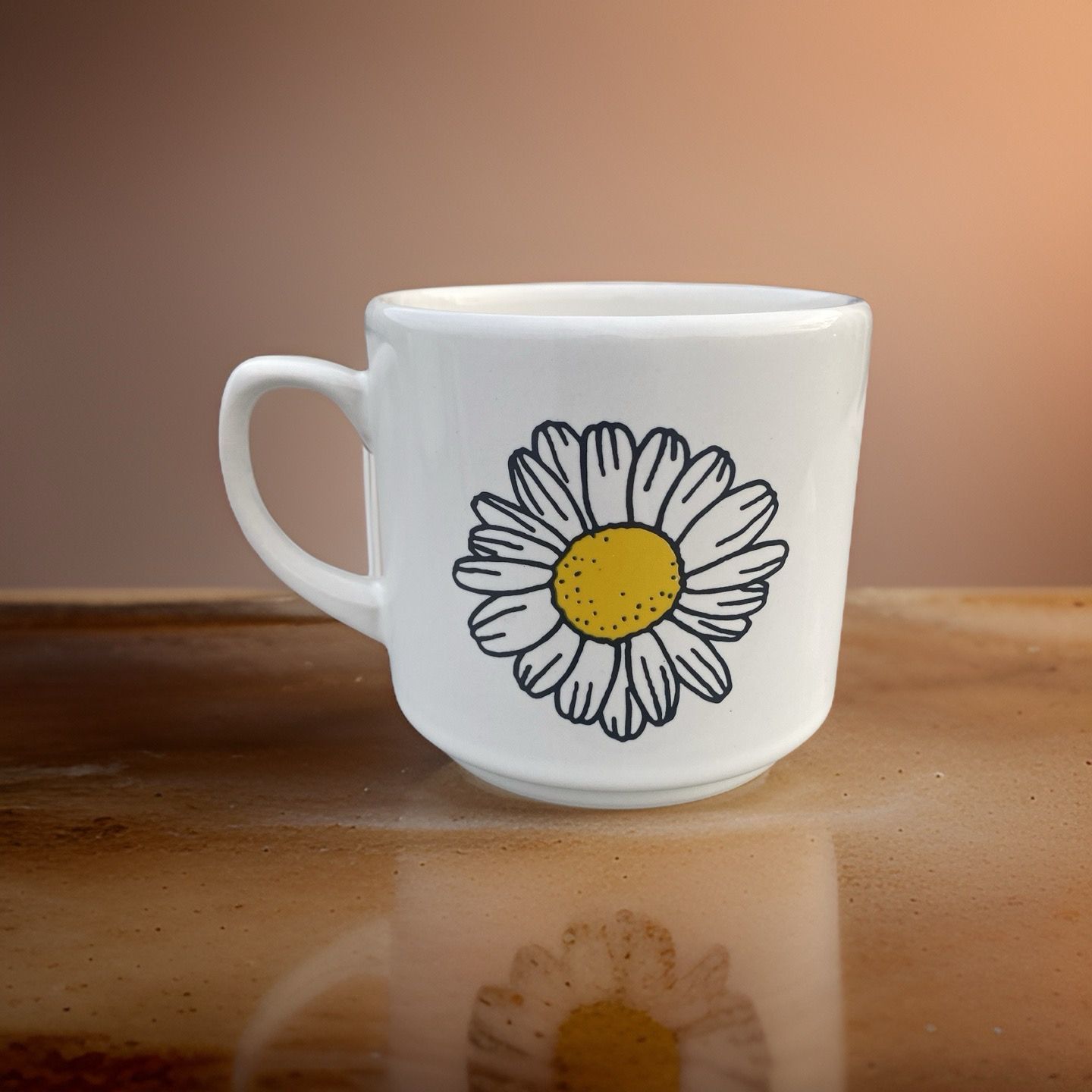 İlbay Seramik Times Kupa Bardak Mug Çizgi Papatya