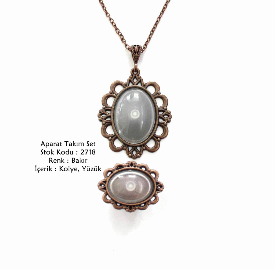 Kolye Yüzük Aparat Takım Set 2718 Bakır Kaplama