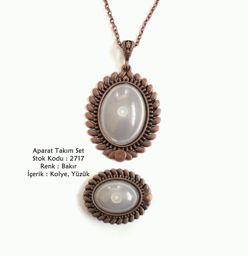 Kolye Yüzük Aparat Takım Set 2717 Bakır Kaplama