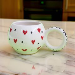 İlbay Seramik Ece Kupa Bardak Mug Kırmızı Kalp