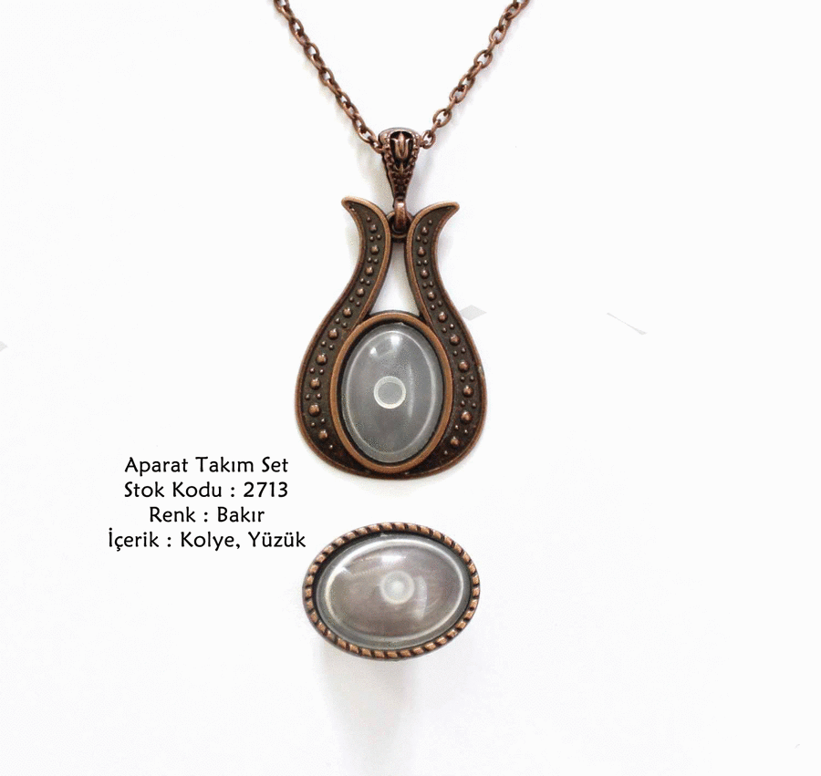 Kolye Yüzük Aparat Takım Set 2713 Bakır Kaplama