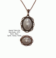Kolye Yüzük Aparat Takım Set 2711 Bakır Kaplama