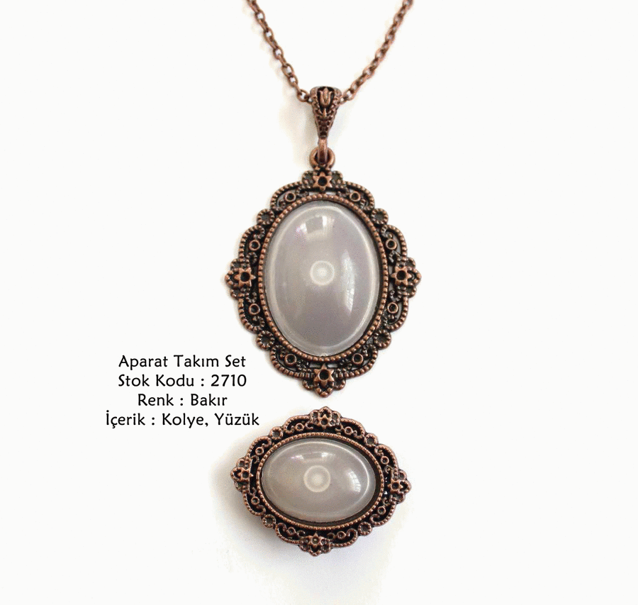 Kolye Yüzük Aparat Takım Set 2710 Bakır Kaplama