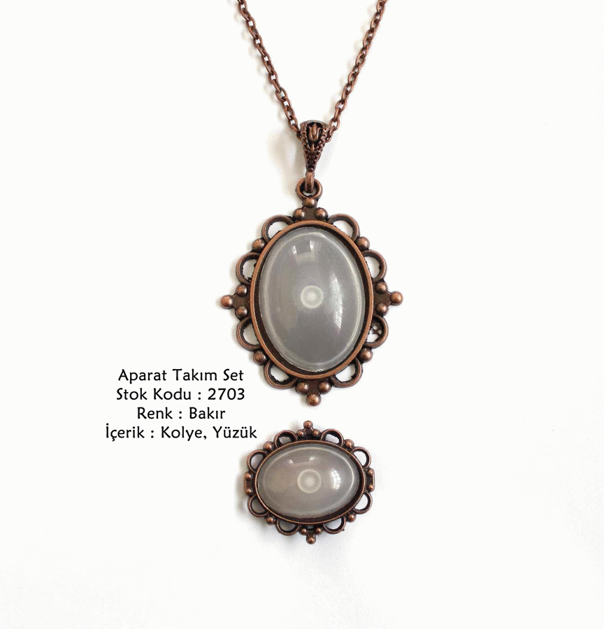 Kolye Yüzük Aparat Takım Set 2703 Bakır Kaplama
