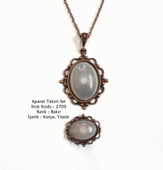 Kolye Yüzük Aparat Takım Set 2703 Bakır Kaplama