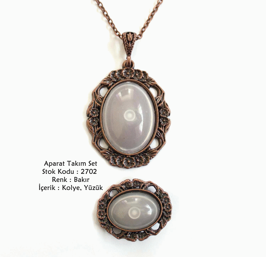 Kolye Yüzük Aparat Takım Set 2702 Bakır Kaplama