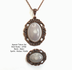 Kolye Yüzük Aparat Takım Set 2702 Bakır Kaplama
