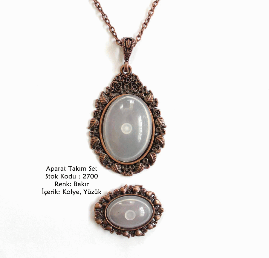 Kolye Yüzük Aparat Takım Set 2700 Bakır Kaplama