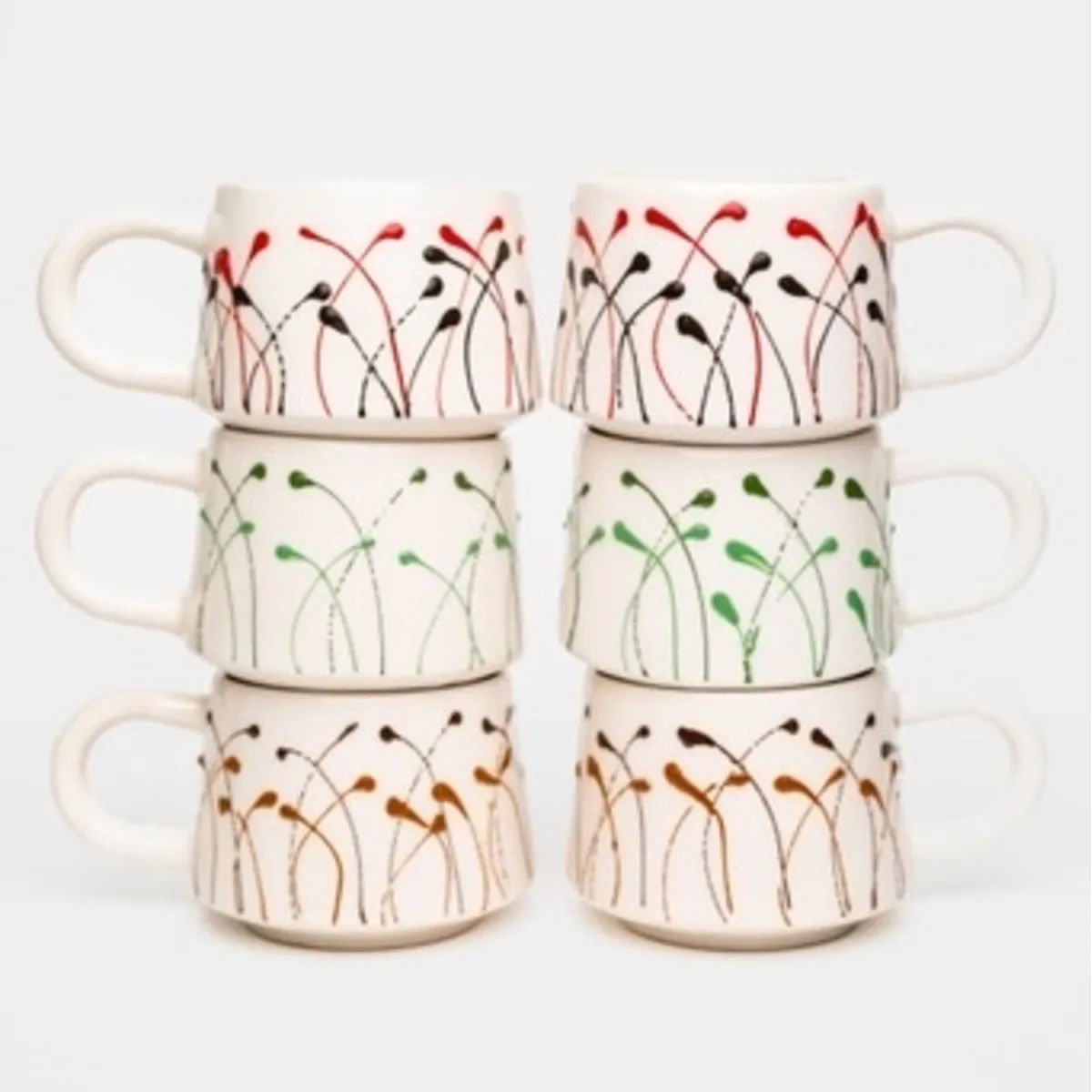 İlbay 6 lı Klasik Modern Desen Seramik Kupa Bardak Takımı