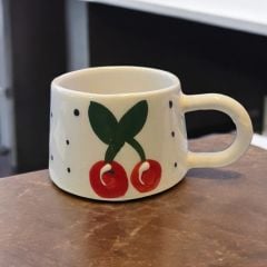 Klasik Kiraz Seramik Kupa Bardak Mug Duble Kahve Fincanı