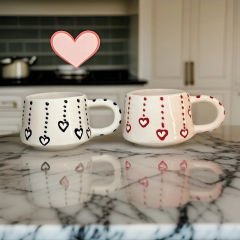 İlbay Seramik Kupa Bardak Mug Klasik Kalp Damlası