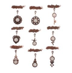 Set 108: Bakır Renkli 16 mm Zincirli 9 lu Yuvarlak Kolye Malzemeleri Seti