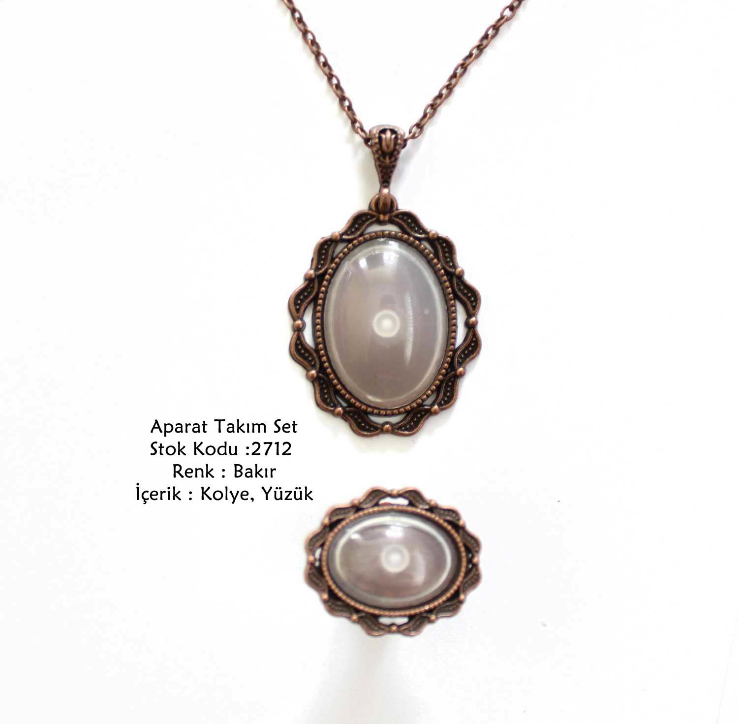 Kolye Yüzük Aparat Takım Set 2712 Bakır Kaplama