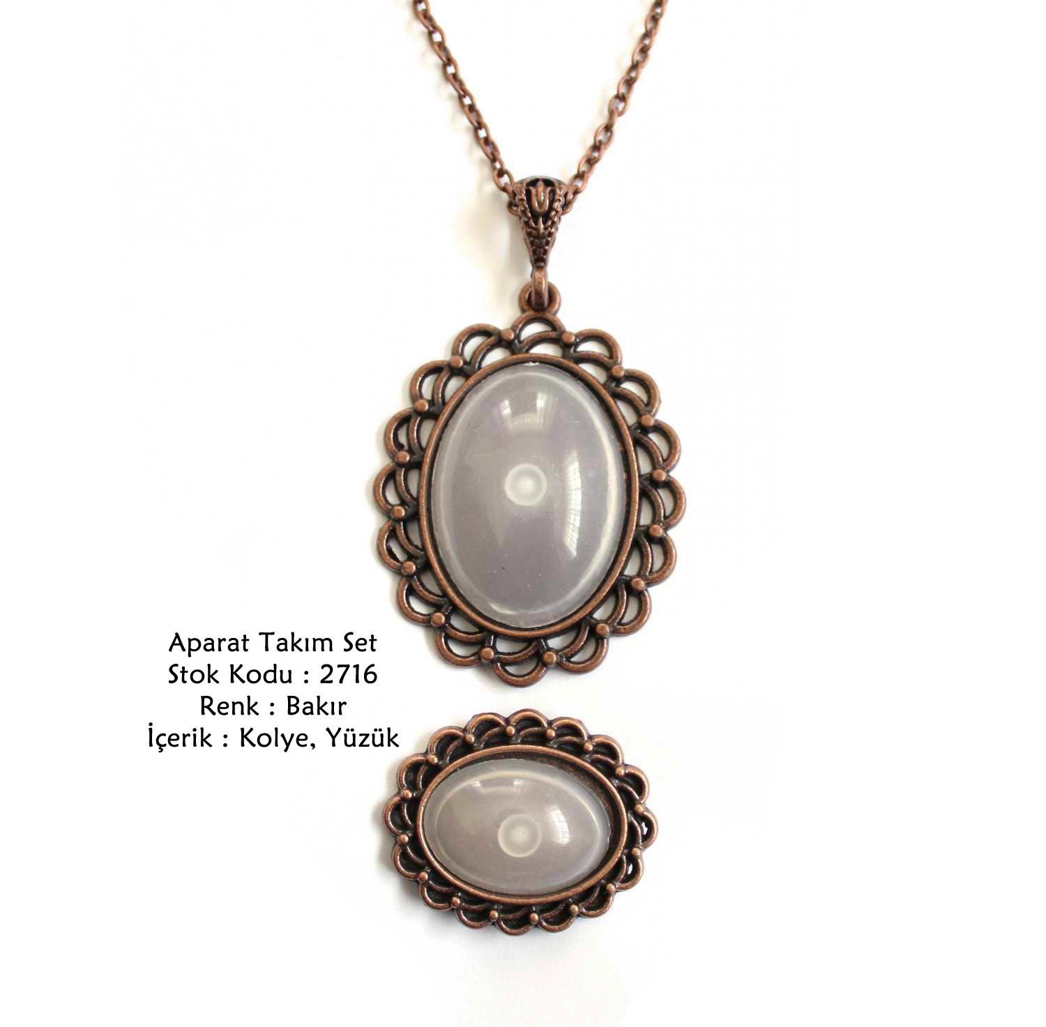 Kolye Yüzük Aparat Takım Set 2716 Bakır Kaplama