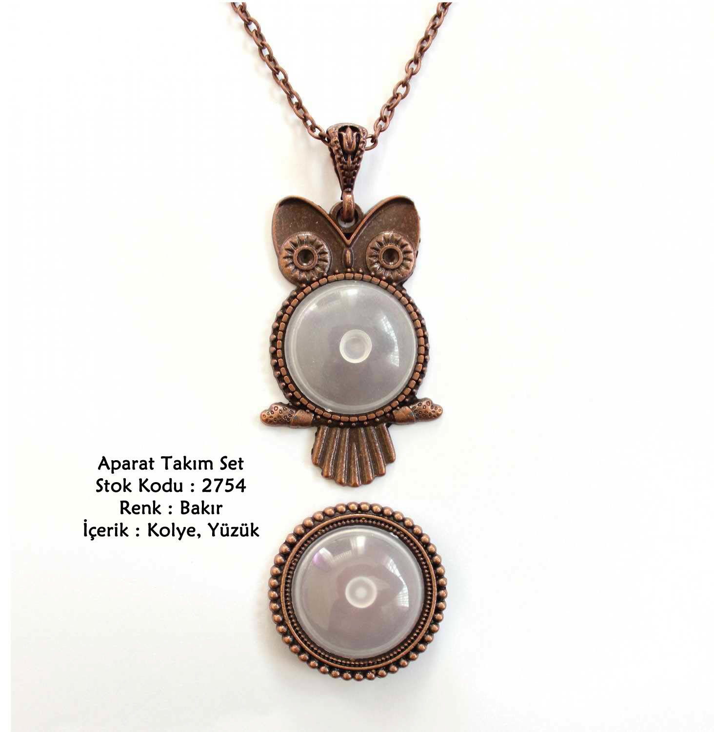 Kolye Yüzük Aparat Takım Set 2754 Bakır Kaplama