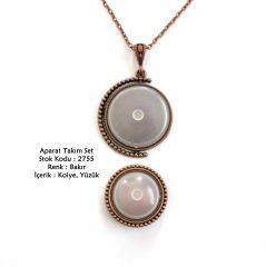 Kolye Yüzük Aparat Takım Set 2755 Bakır Kaplama