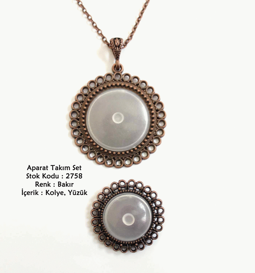 Kolye Yüzük Aparat Takım Set 2757 Bakır Kaplama