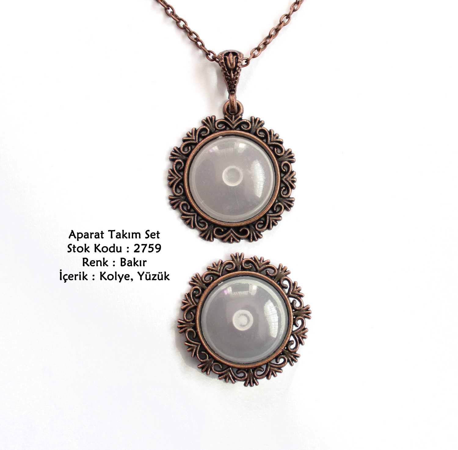 Kolye Yüzük Aparat Takım Set 2759 Bakır Kaplama