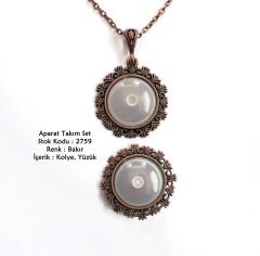 Kolye Yüzük Aparat Takım Set 2759 Bakır Kaplama