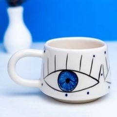 İlbay Seramik Kupa Mug Klasik Mavi Göz Nazar