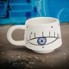 İlbay Seramik Kupa Mug Klasik Mavi Göz Nazar