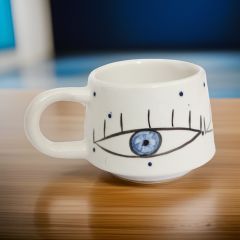 İlbay Seramik Kupa Mug Klasik Mavi Göz Nazar