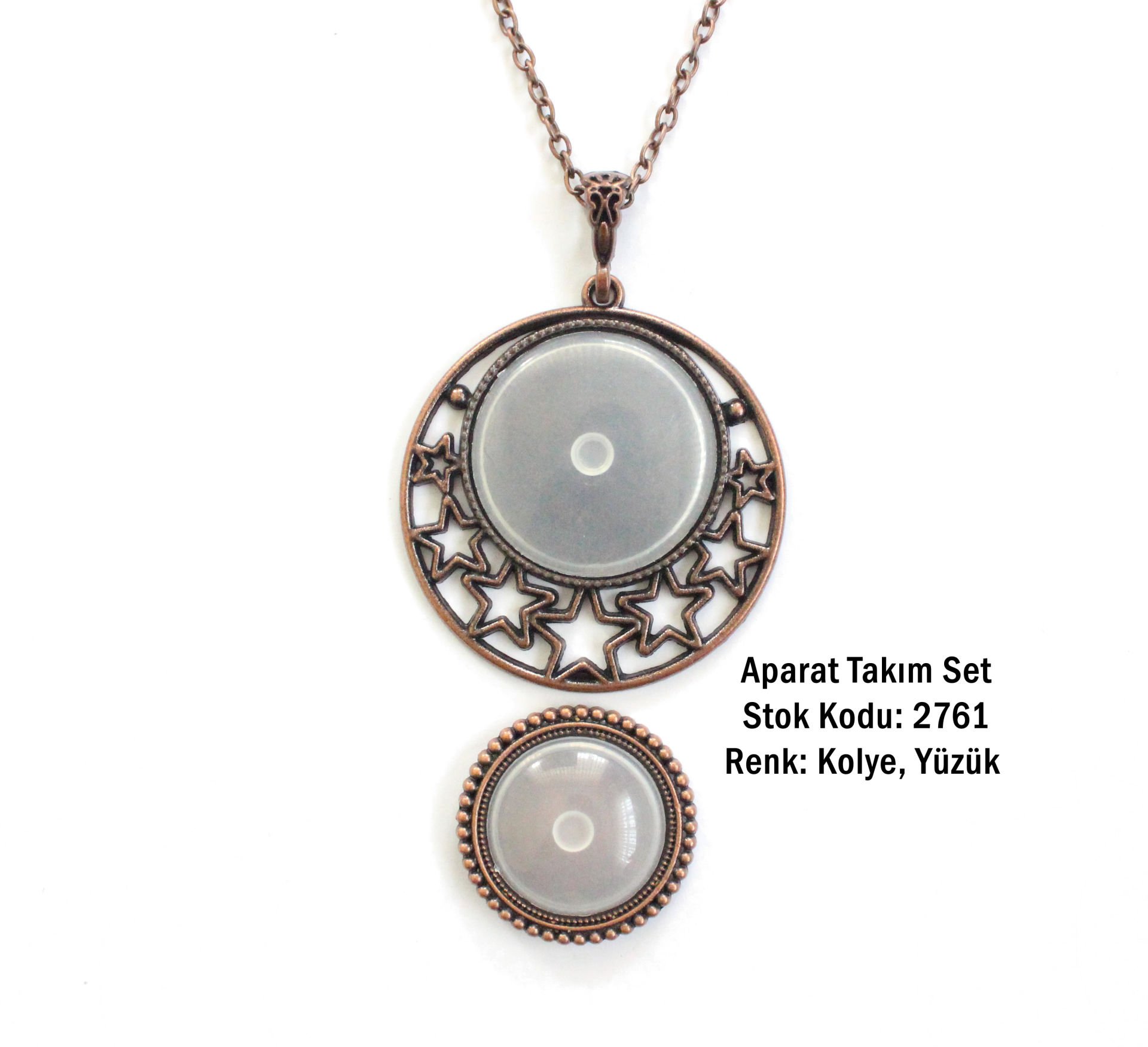 Kolye Yüzük Aparat Takım Set 2762 Bakır Kaplama