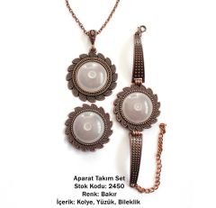 Kolye Bileklik Yüzük Aparat Takım Set 2450 Bakır Kaplama