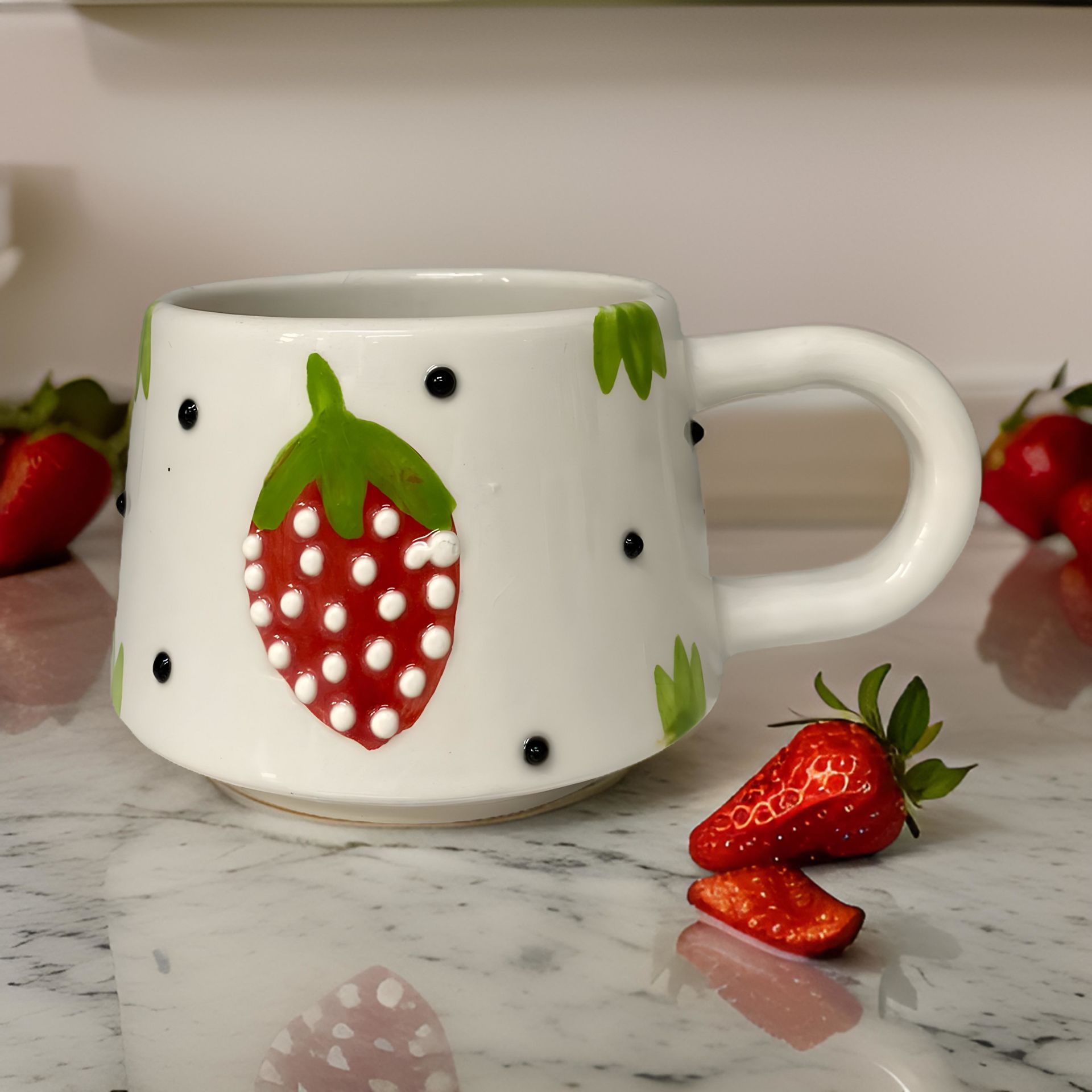 İlbay Seramik Klasik Çilek Kupa Bardak Mug