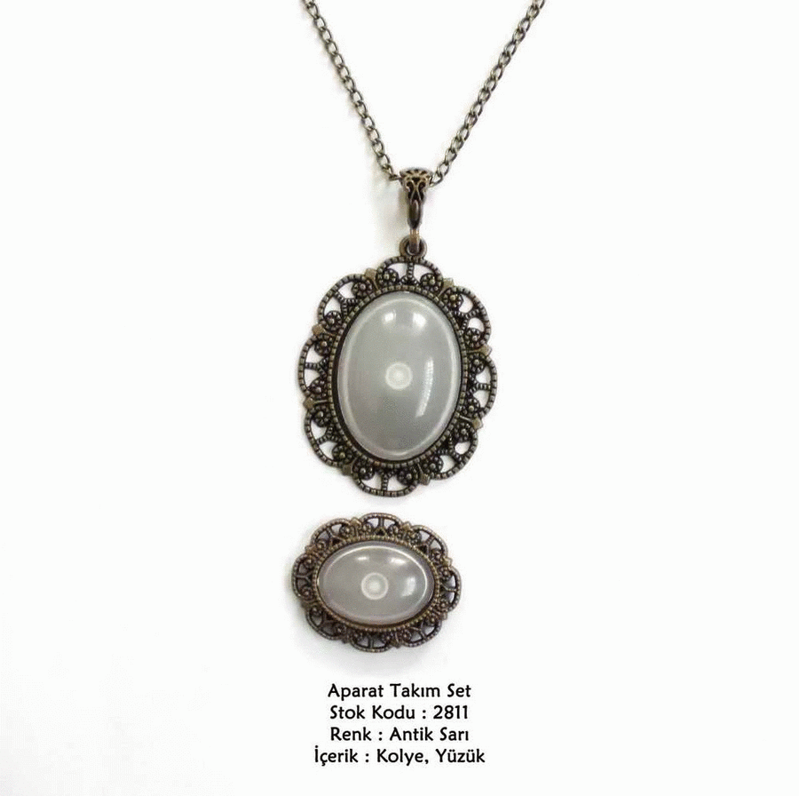 Kolye Yüzük Aparat Takım Set 2811 Antik Sarı