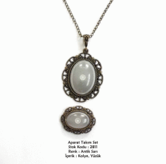 Kolye Yüzük Aparat Takım Set 2811 Antik Sarı