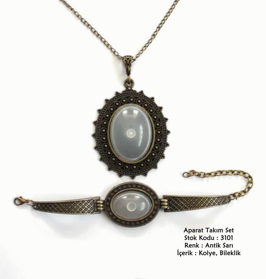 Kolye Bileklik Aparat Takım Set 3101 Antik Sarı