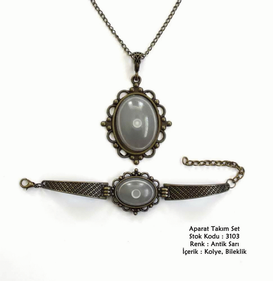 Kolye Bileklik Aparat Takım Set 3103 Antik Sarı